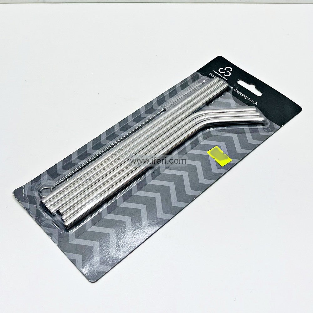 6 Pcs Stainless Steel Straw with Cleaning Brush Set MT189