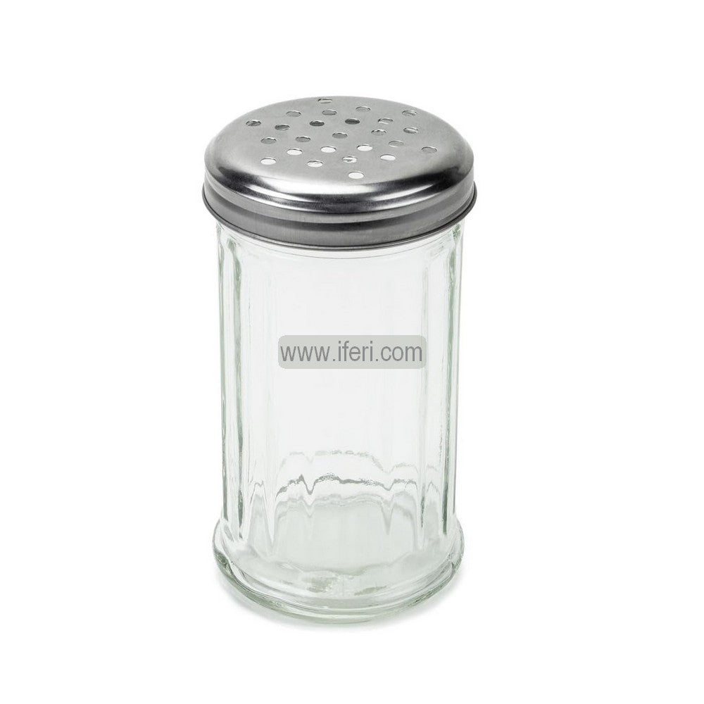 5.2 Inch Glass Parmesan Cheese Shaker / Red Pepper Shaker with Large Holes Stainless Steel Lid UNQ0458