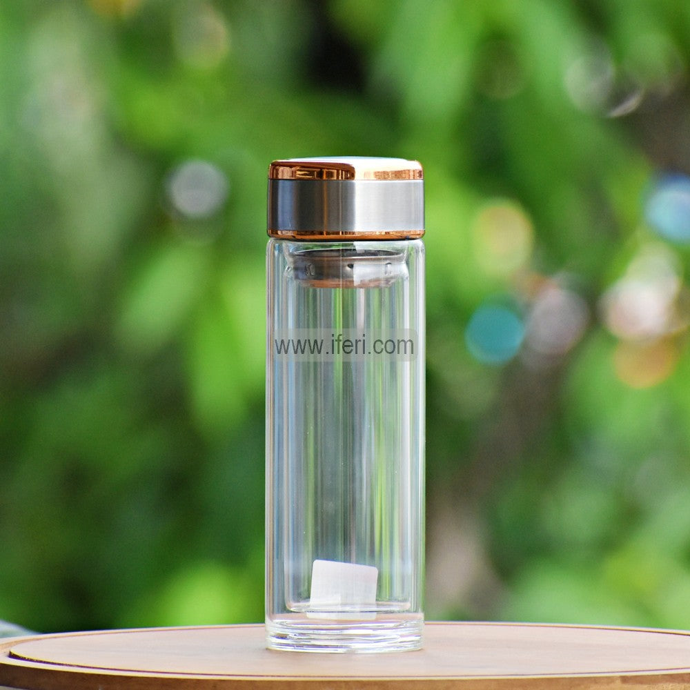 300ml Double Wall Glass Green Tea Bottle with Infuser RY3190