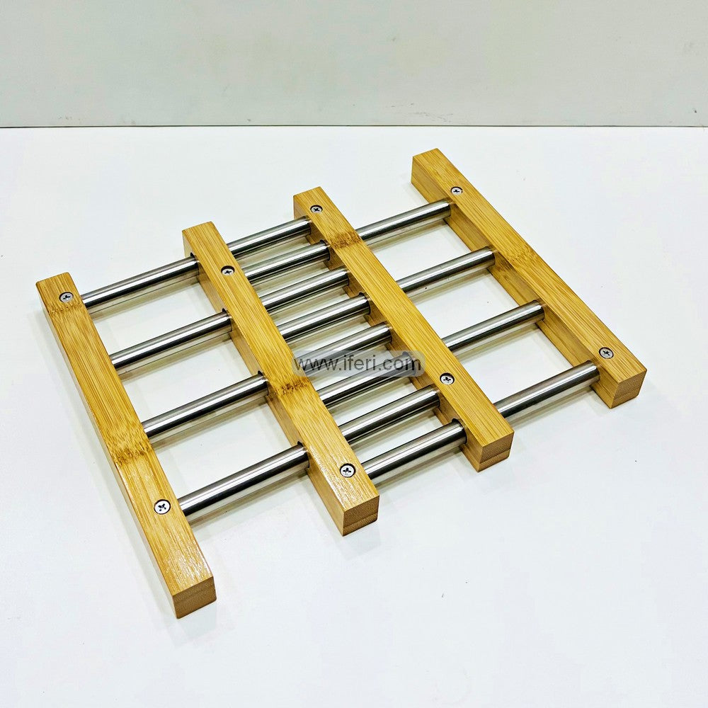 Bamboo and Stainless Steel Pot Trivet, Extendable Trivet, Adjustable Hot Pot Stand MT192