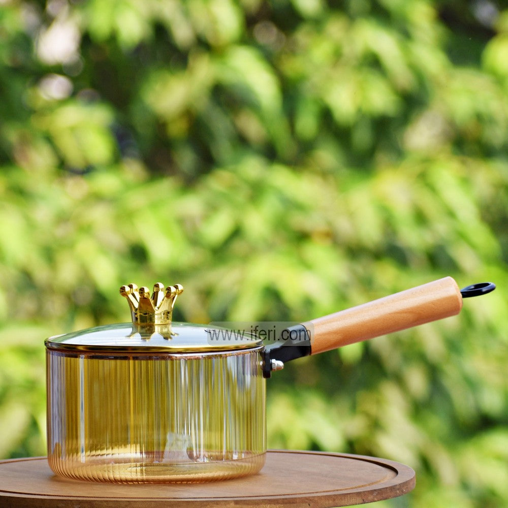 1800ml Heat Resistant Borosilicate Glass Cooking Pot with Wooden Handle ALV0196