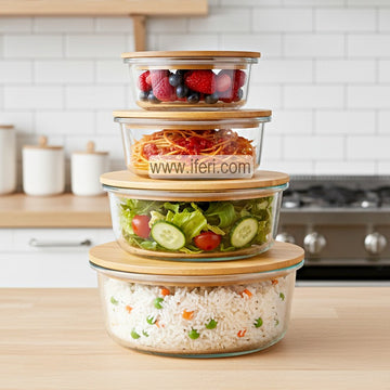 4 Pcs Oven Proof Glass Food Container Set BS001