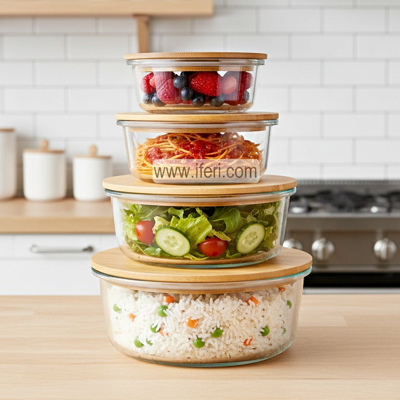 4 Pcs Oven Proof Glass Food Container Set BS001