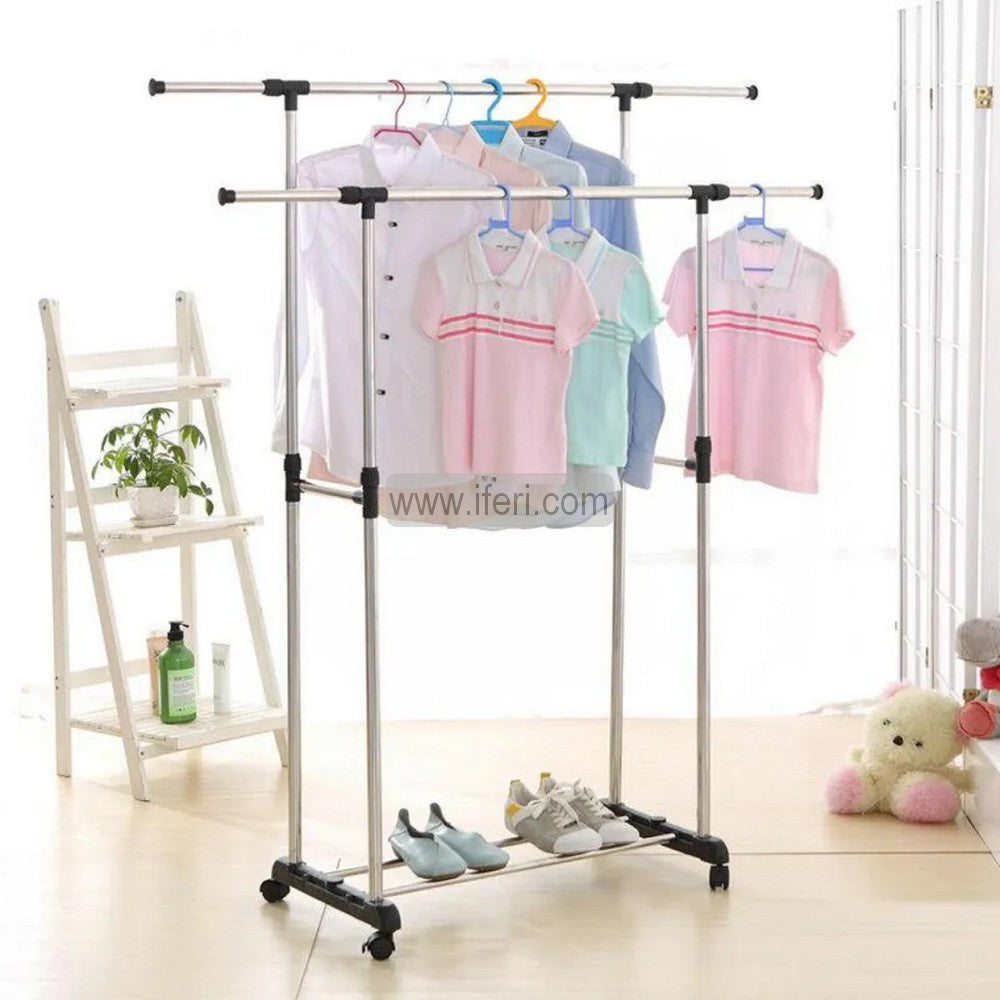 Stainless Steel Multipurpose Double Pole Adjustable Telescopic Clothes Drying Rack, Organizer, Laundry Rack, Clothes Hanger ALM6515