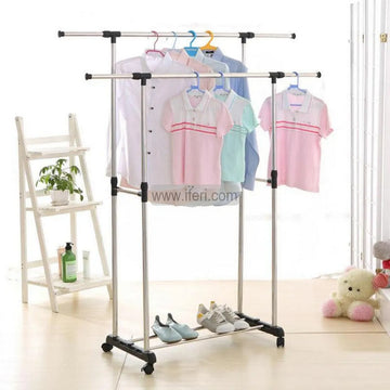 Stainless Steel Multipurpose Double Pole Adjustable Telescopic Clothes Drying Rack, Organizer, Laundry Rack, Clothes Hanger ALM6515