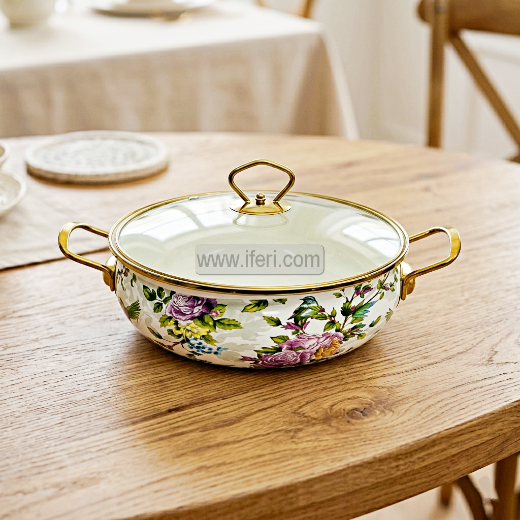 24cm Enamel Soup Pot, Stew Pot, Casserole, Cookware with Lid TG10896
