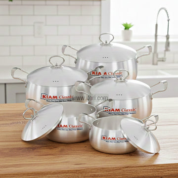 5 Pcs Kiam Belly Shaped Aluminium Cookware Set with Lid BCG3587