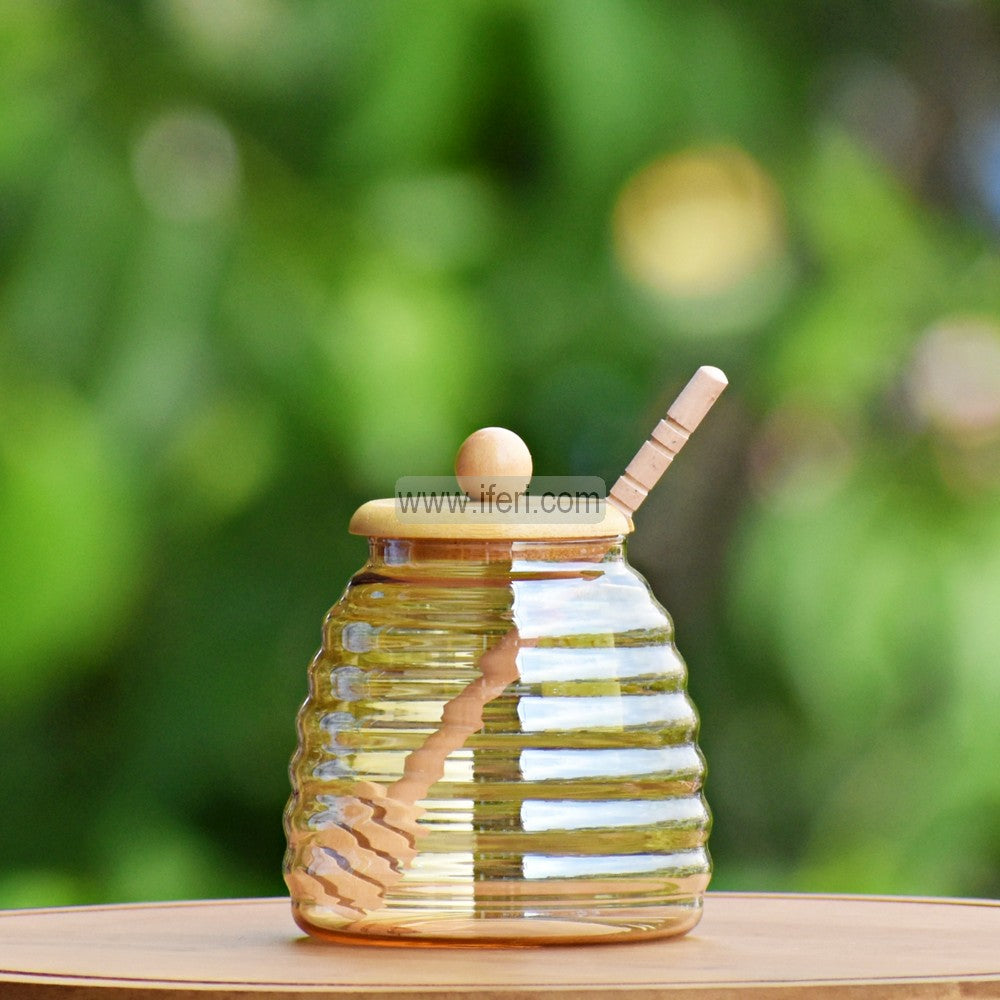 4 Inch Glass Honey Jar , Pot with Wooden Spoon RY3202