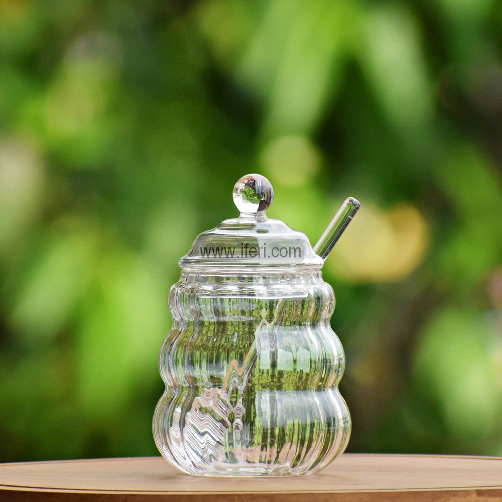 5 Inch Glass Honey Jar , Pot with Spoon RY3205