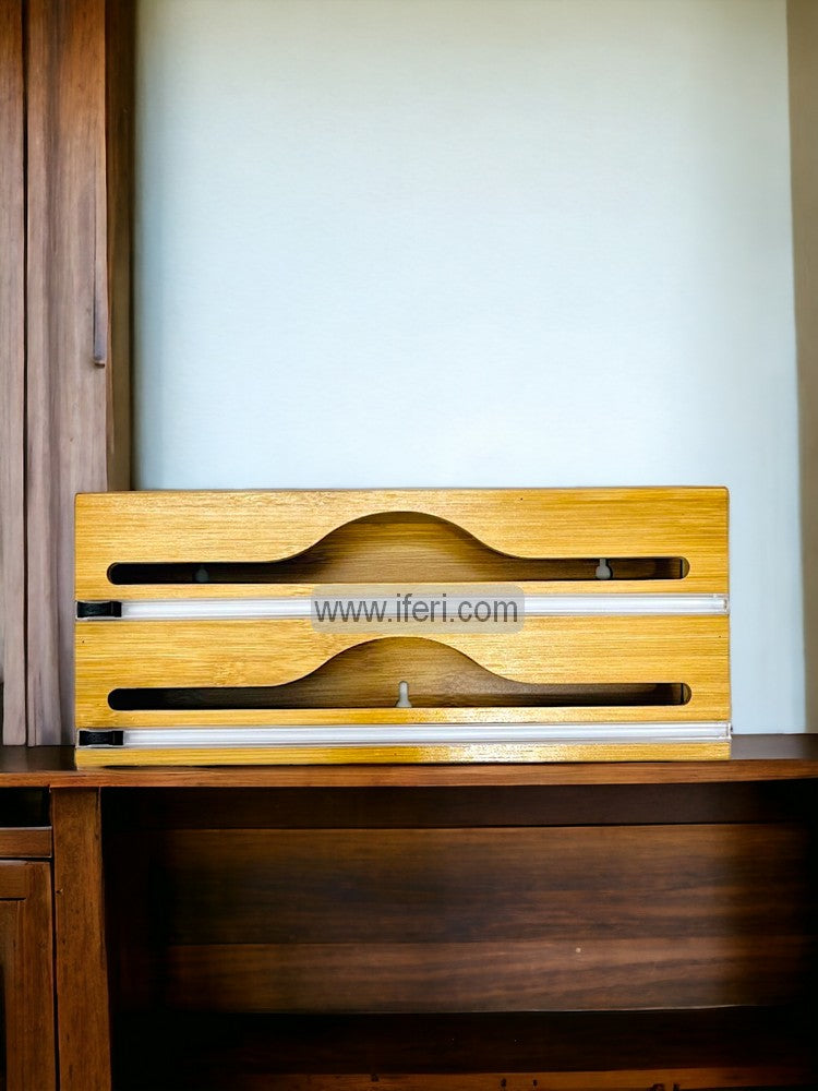 2 in 1 Wall Hanging Plastic Wrap, Aluminium Foil Dispenser with Slide Cutters FH2356