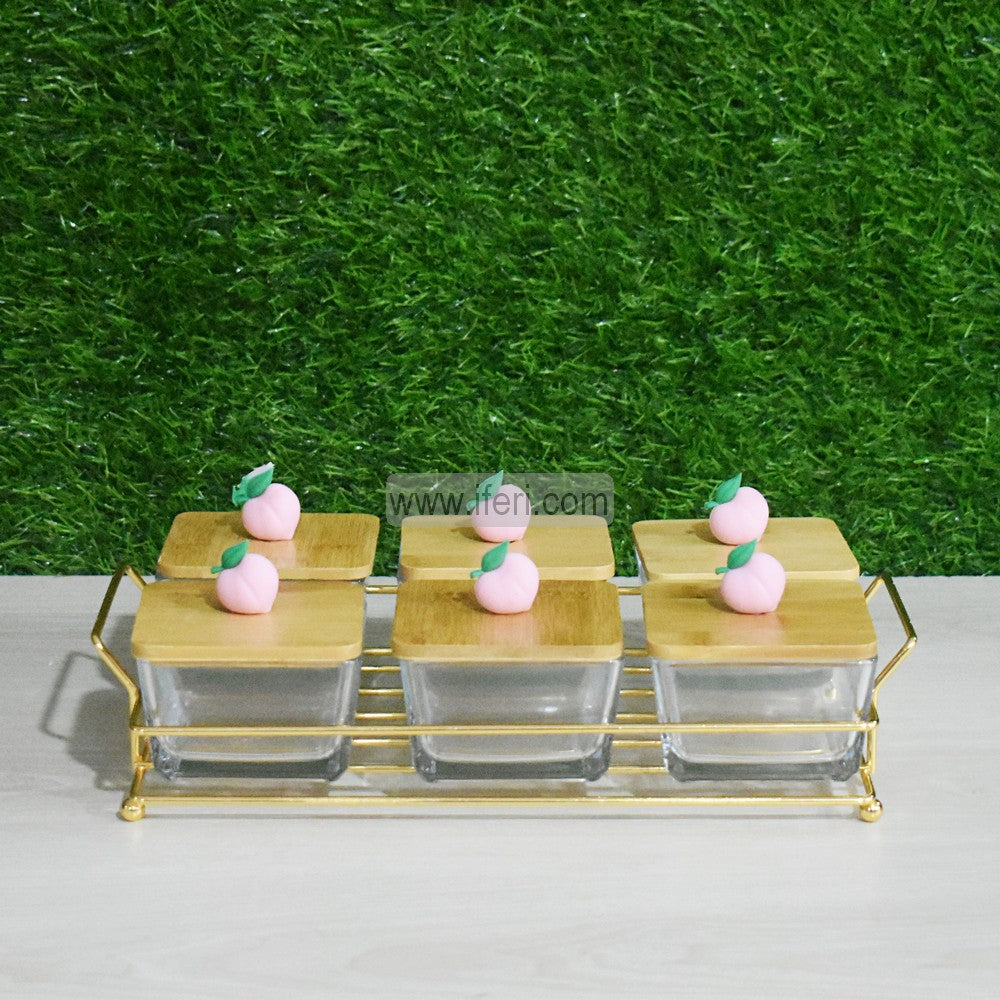 6 Pcs Glass Made Dried Fruit, Candy, Dessert Serving Bowl Set with Stand FH2103-1