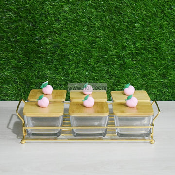 6 Pcs Glass Made Dried Fruit, Candy, Dessert Serving Bowl Set with Stand FH2103-1