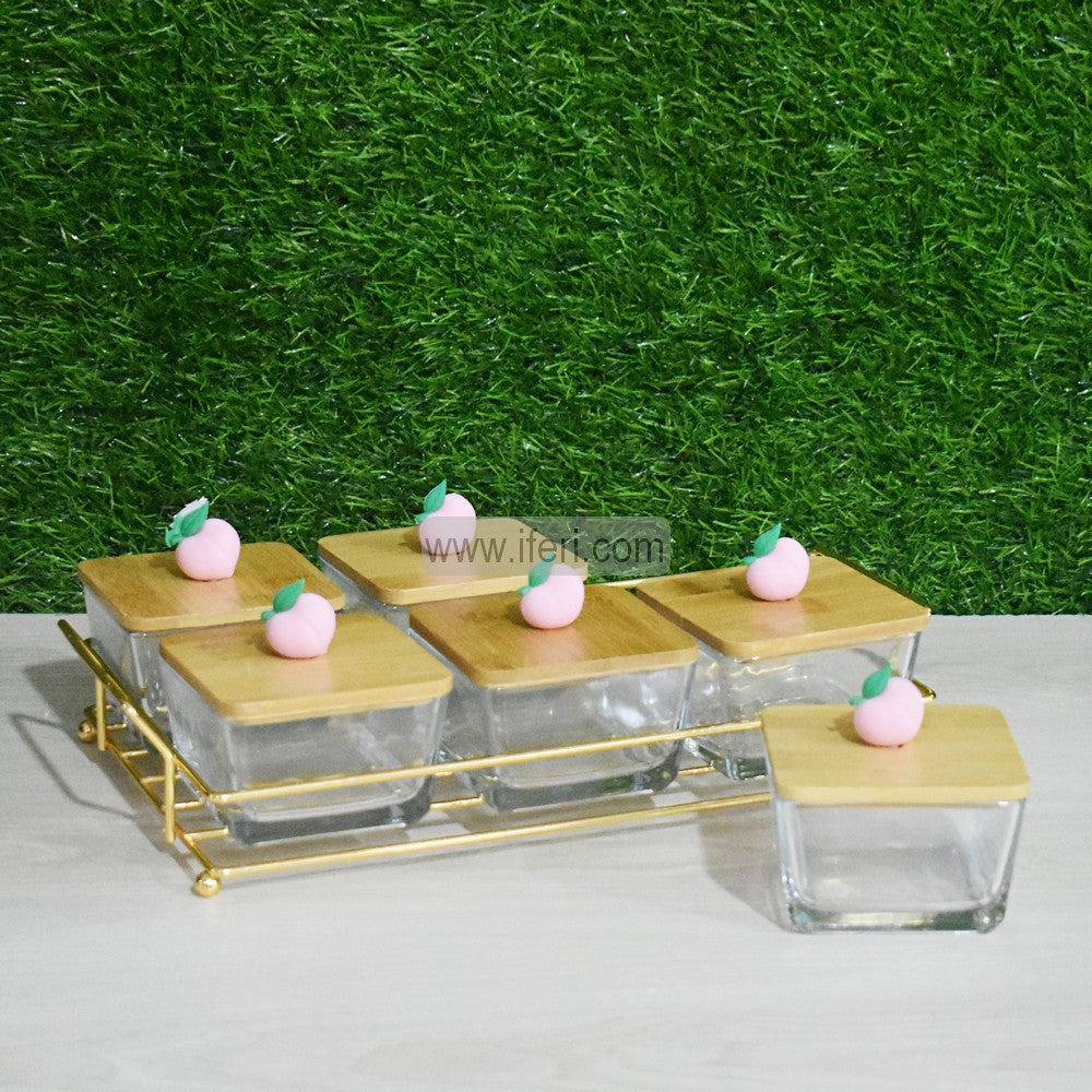 6 Pcs Glass Made Dried Fruit, Candy, Dessert Serving Bowl Set with Stand FH2103-1