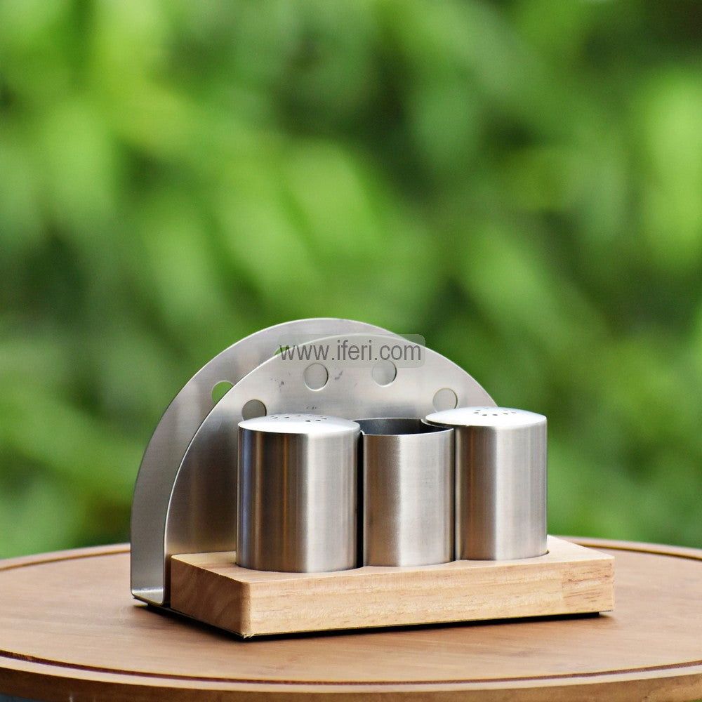 3 Pcs Metal Salt & Pepper Shaker / Salt Jar with Tissue Holder RY3212