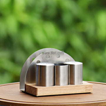 3 Pcs Metal Salt & Pepper Shaker / Salt Jar with Tissue Holder RY3212