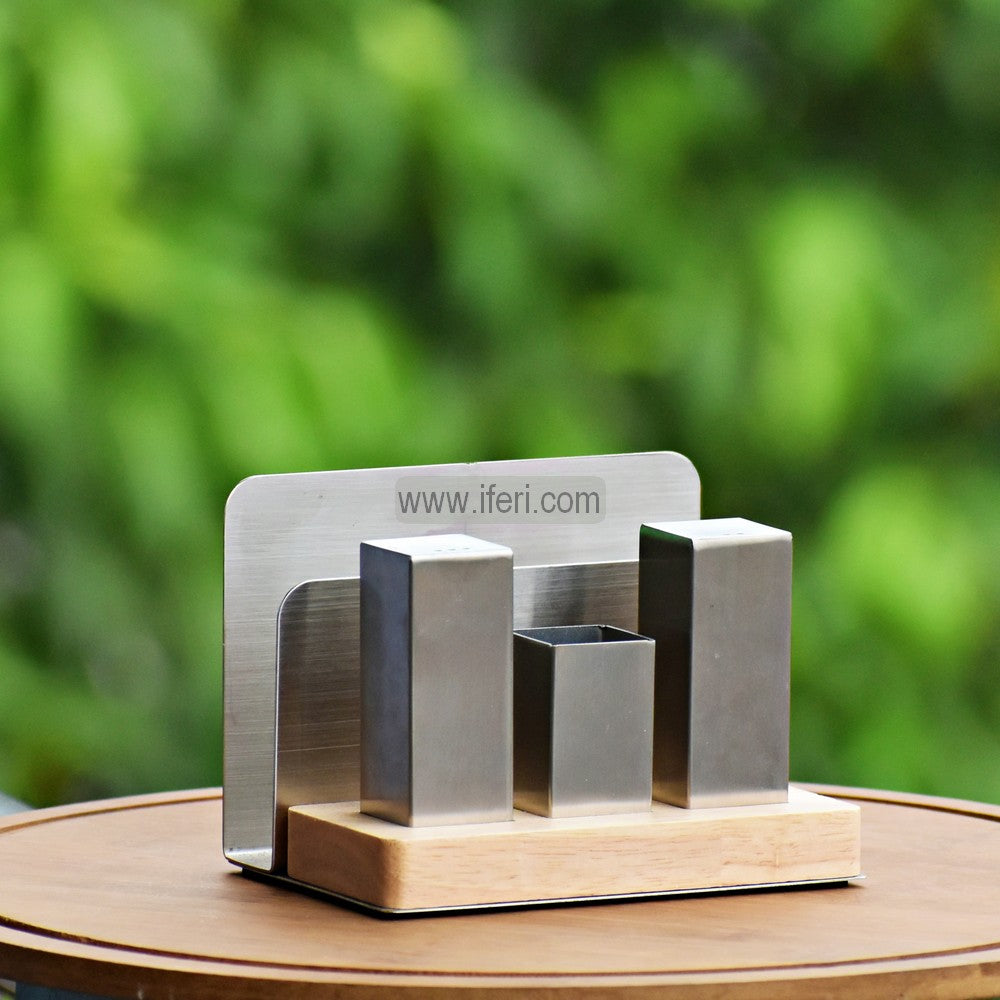 3 Pcs Metal Salt & Pepper Shaker / Salt Jar with Tissue Holder RY3213