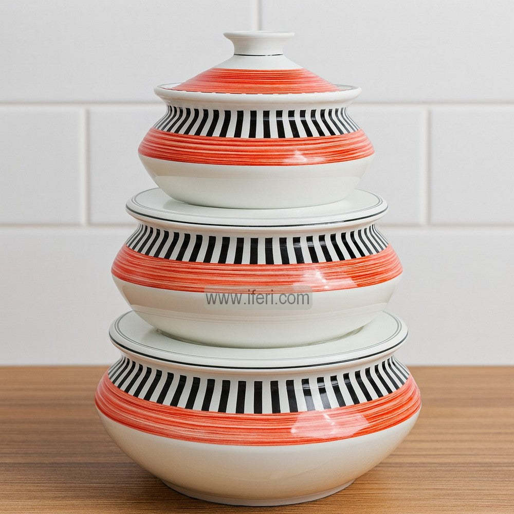 3 Pcs Ceramic Serving Handi / Dish with Lid CGA0216