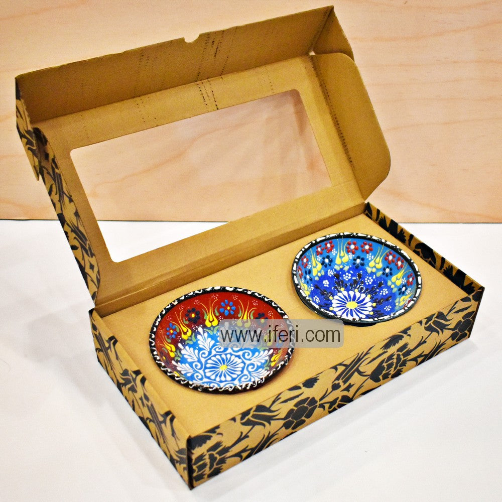 2 Pcs Turkish Hand Printed Ceramic Dessert Serving Bowl Set GA7739