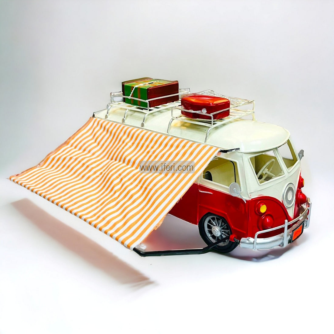 12 Inch Vintage Camping Bus, Caravan Model Sculpture Showpiece GA8220