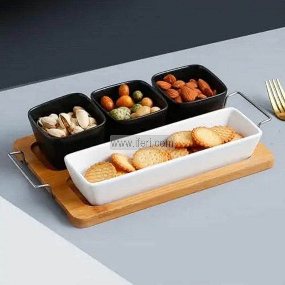 4 Pcs Ceramic Dried Fruit, Candy, Dessert Serving Bowl Set with Tray LB6241-2