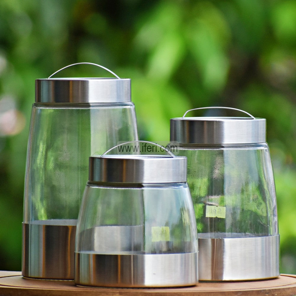 3 Pcs Airtight Glass Cookie Jar / Pickle Jar / Spice Jar ALP2242