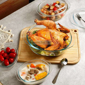 3 Pcs Oven Proof Tempered Glass Casserole Set with Lid KML4243