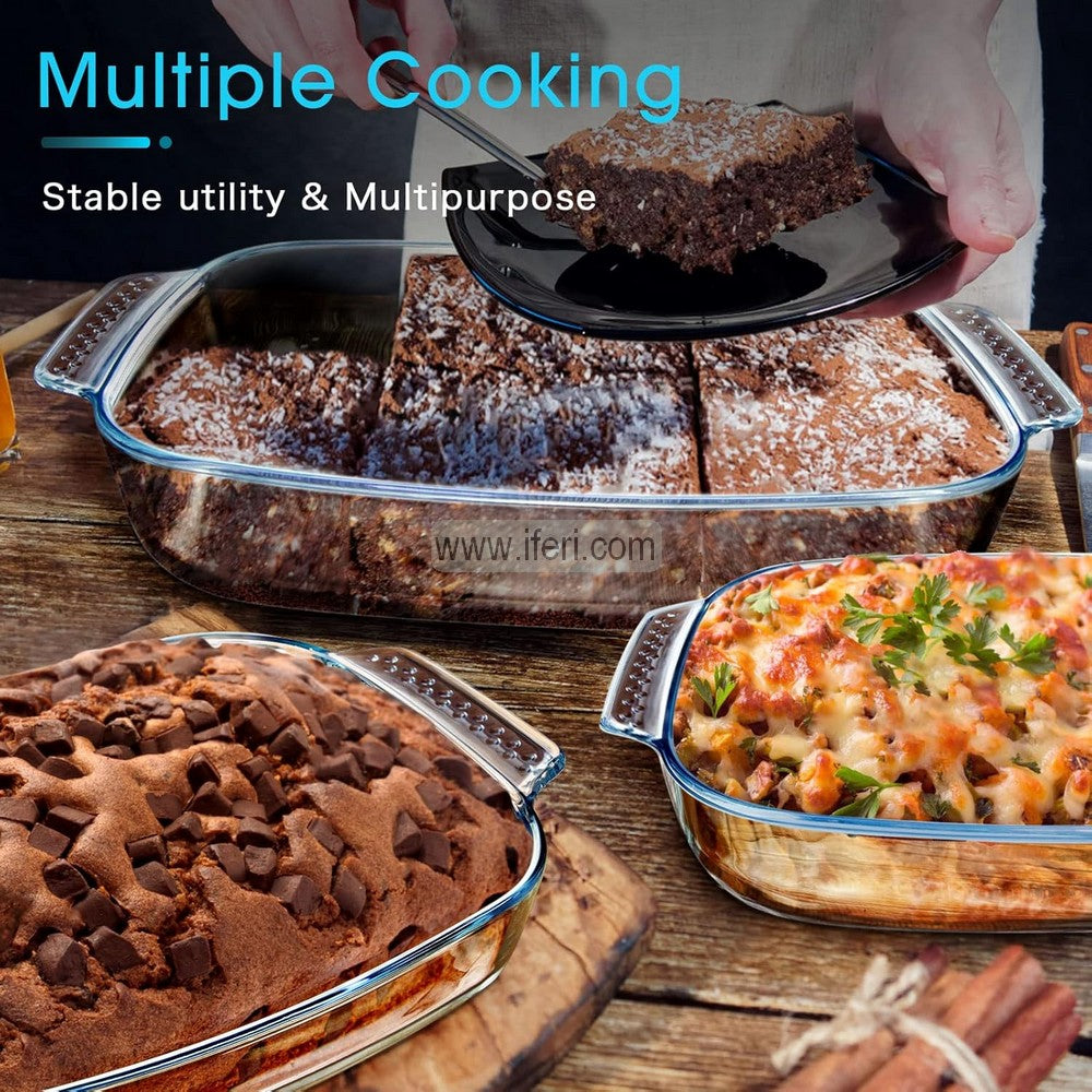 3 Pcs Oven Proof Tempered Glass Casserole Set KML4250