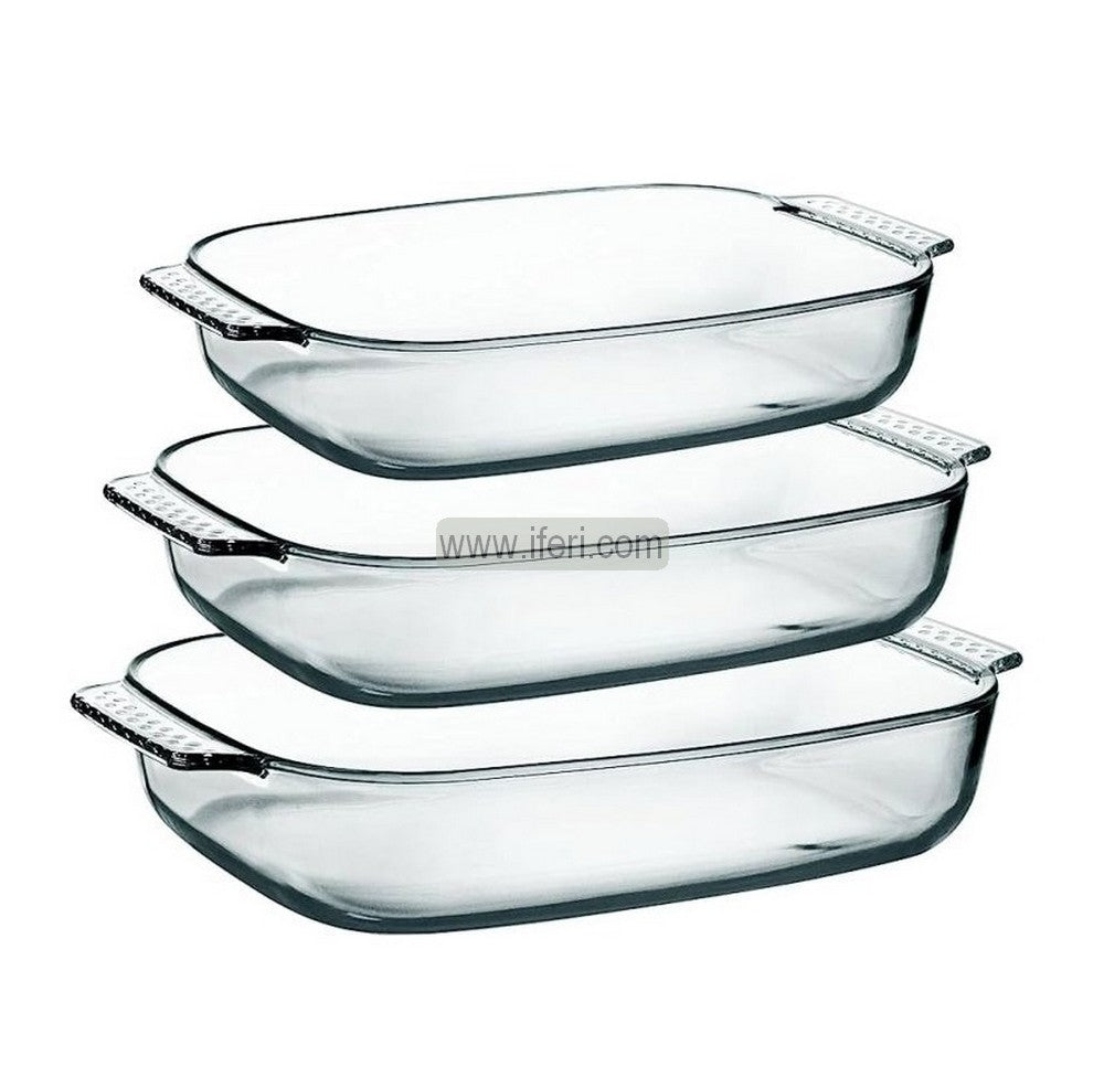 3 Pcs Oven Proof Tempered Glass Casserole Set KML4250