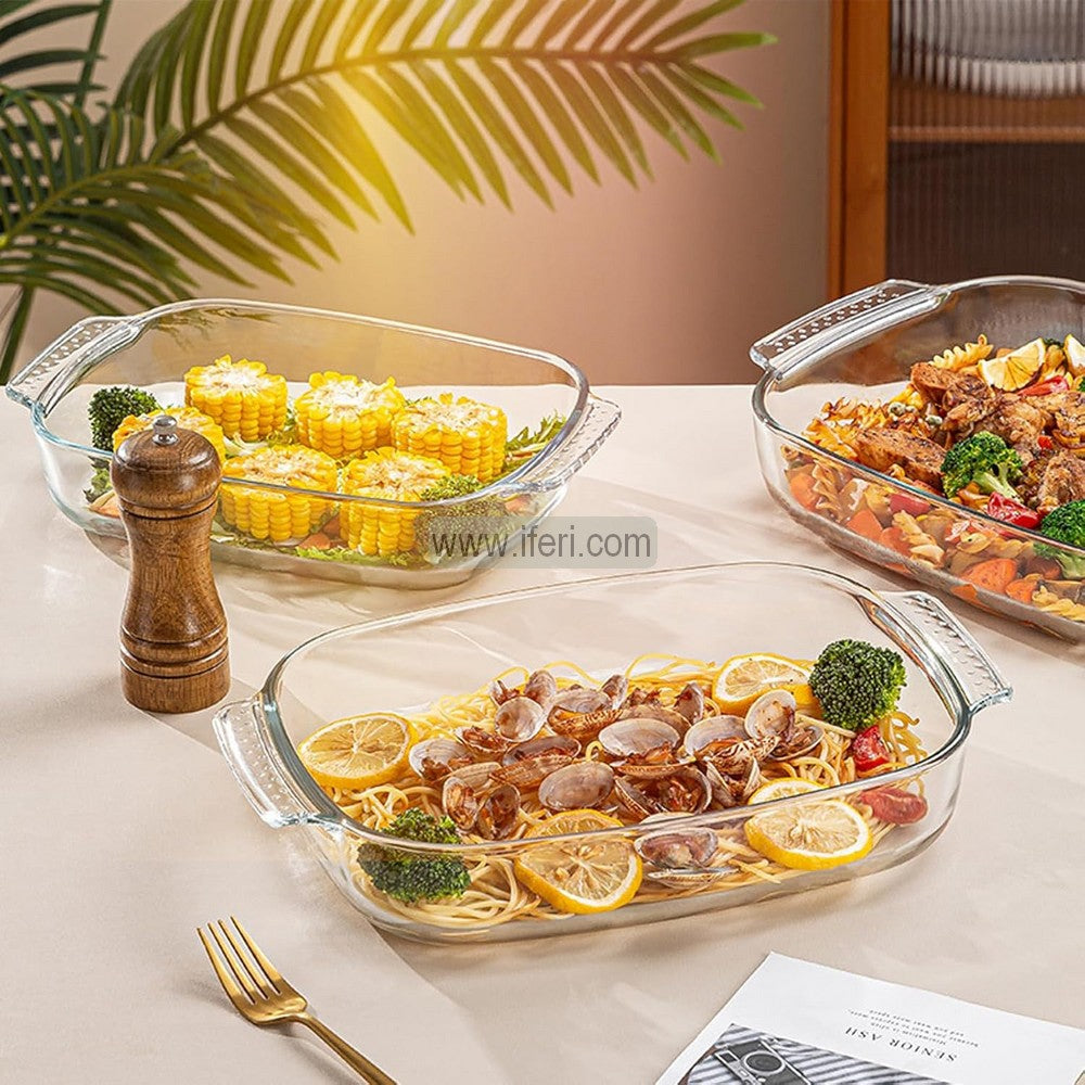 3 Pcs Oven Proof Tempered Glass Casserole Set KML4251