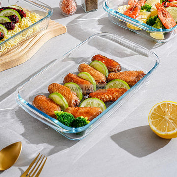 3 Pcs Oven Proof Tempered Glass Casserole Set KML4252