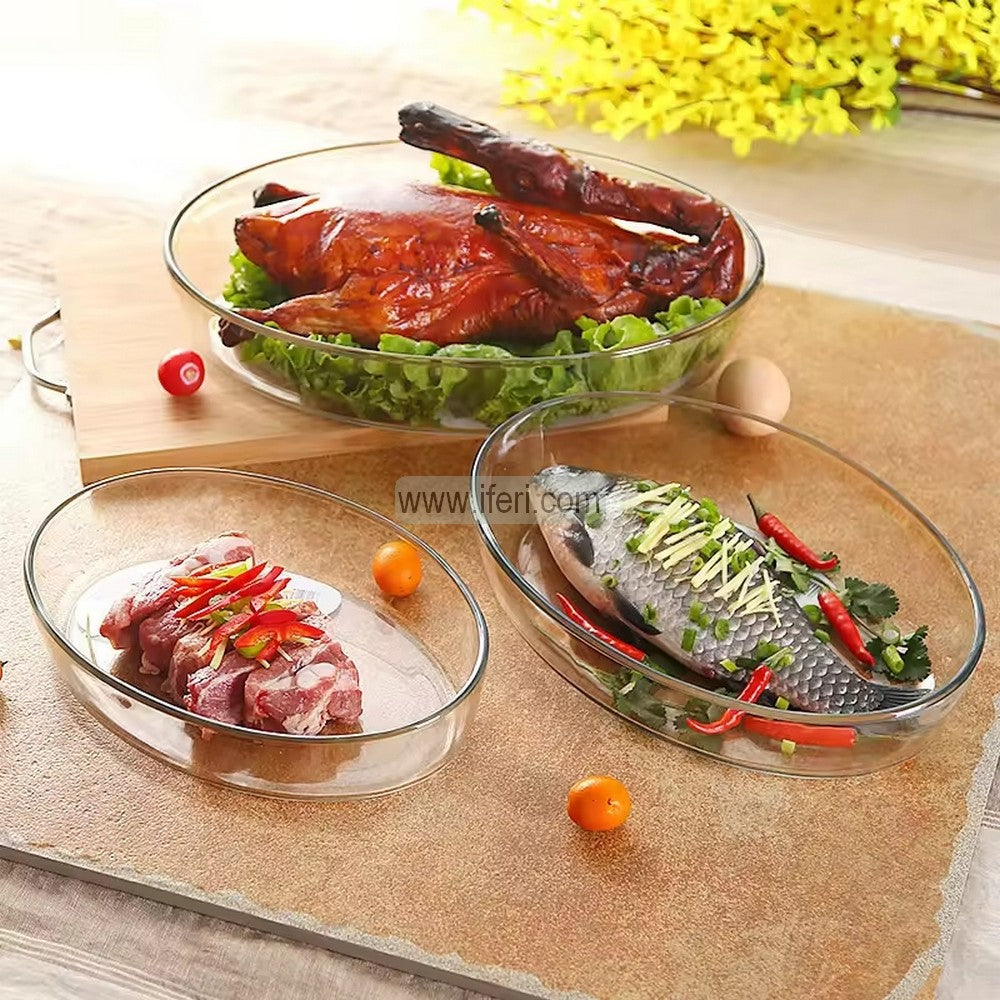 3 Pcs Oven Proof Tempered Glass Casserole Set KML4253