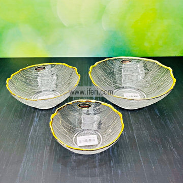 3 Pcs Golden Rim Glass Serving Bowl Set FT4793