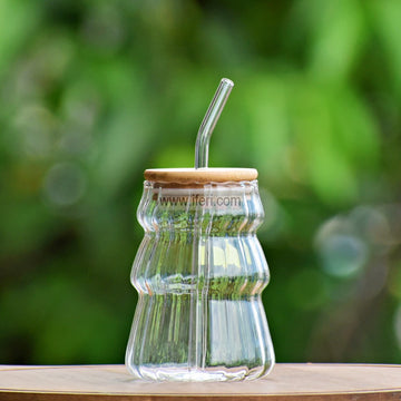 4.8 Inch Glass Juice Sipper Mug with Straw ALP2265