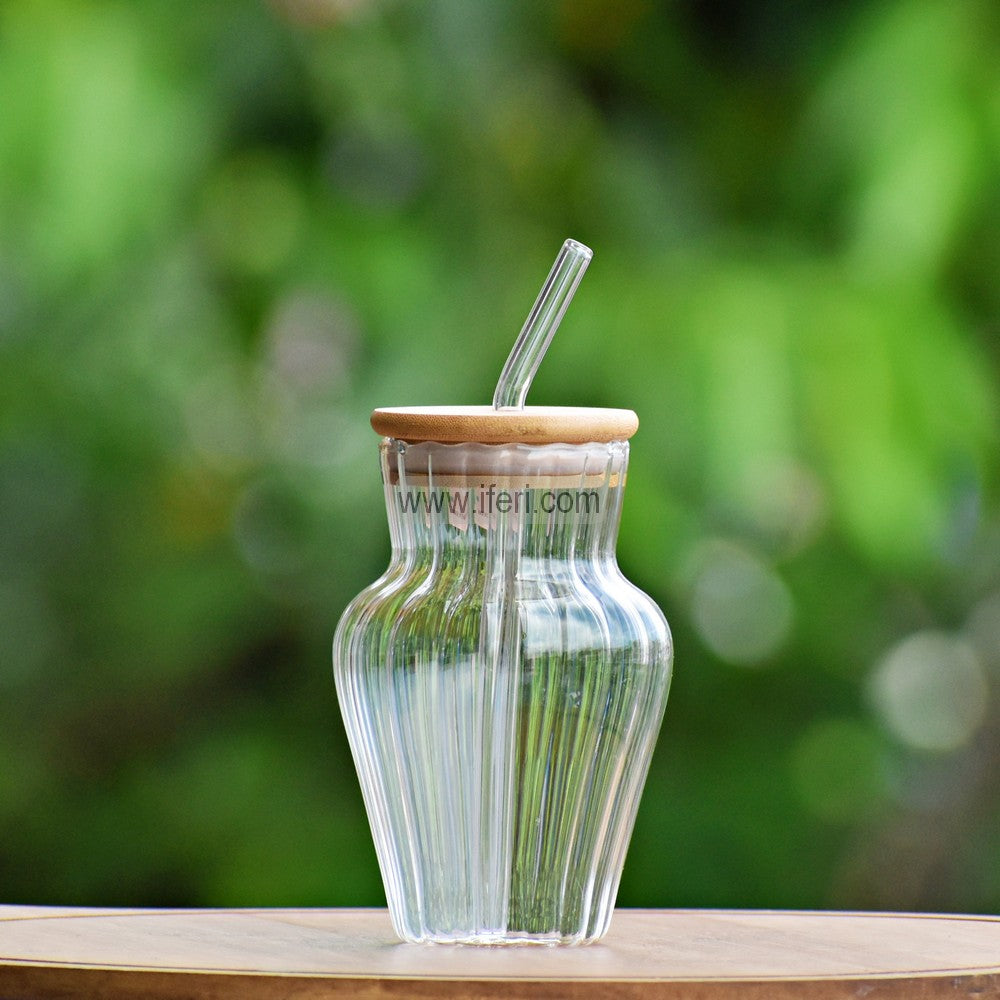 5.2 Inch Glass Juice Sipper Mug with Straw ALP2266