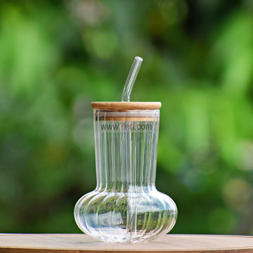 5.2 Inch Glass Juice Sipper Mug with Straw ALP2267