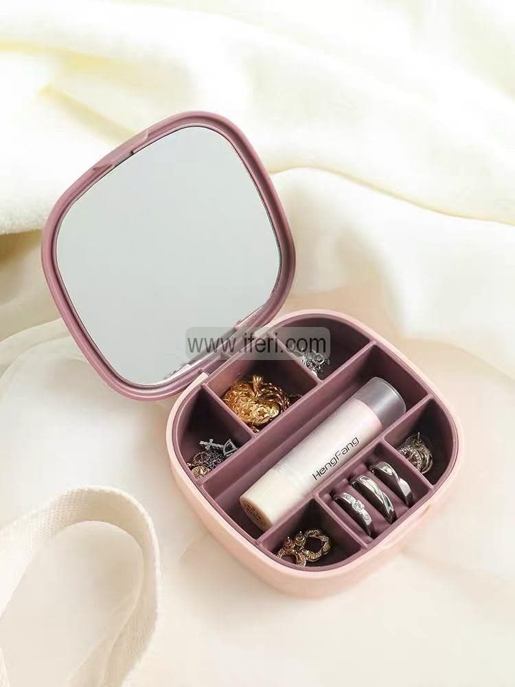 Portable Mirror Jewellery Box for Rings, Necklaces, Earrings, Lipstick - Storage Box with Mirror AnZ027