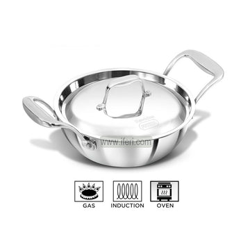 1.5 Liter Hawkins Pro Tri-Ply Stainless Steel Deep Karai / Cookware with Stainless Steel Lid ALM6505-1