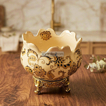 6.3 Inch Exclusive Ceramic Vase with Metal Base RY3562