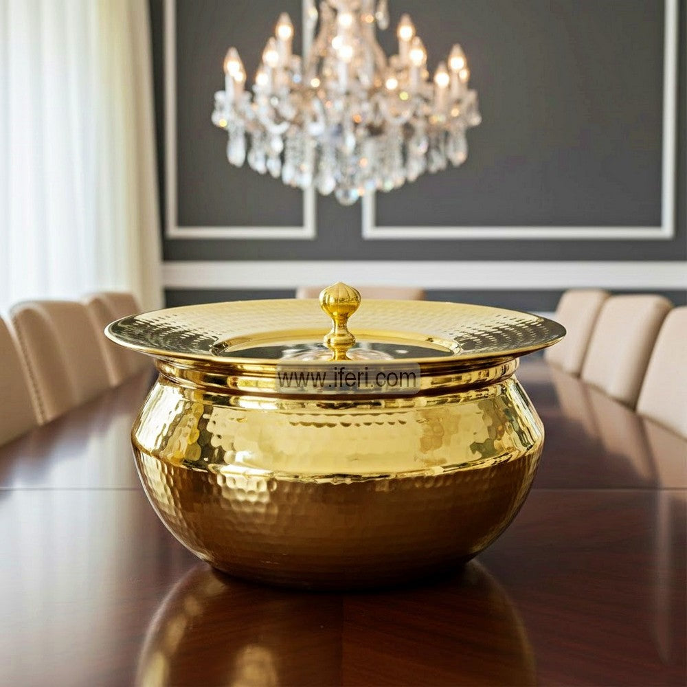 28cm Premium Brass (Pitol) with Tin Coating Hammered Cooking & Serving Handi with Lid ALM6926