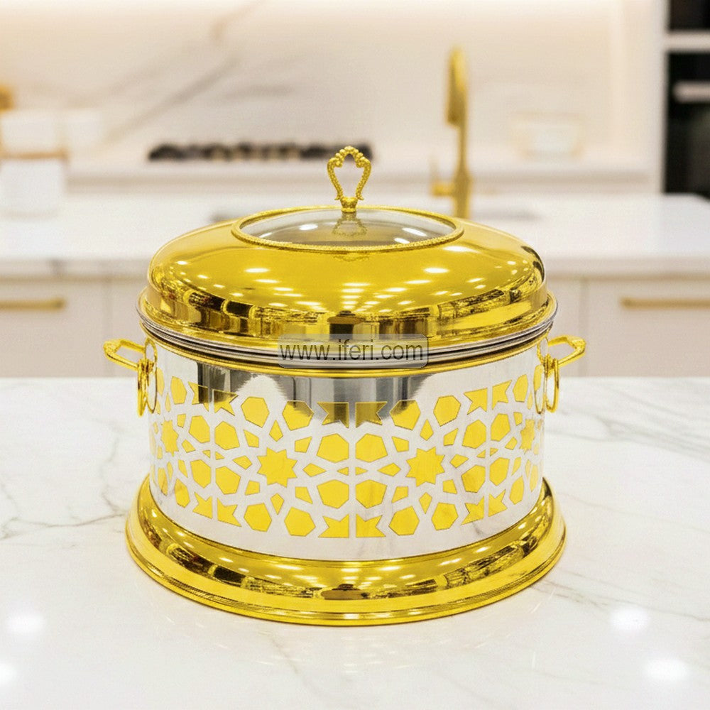 14 Inch Stainless Steel Golden Chafing Dish Food Warmer with Lid AZM003