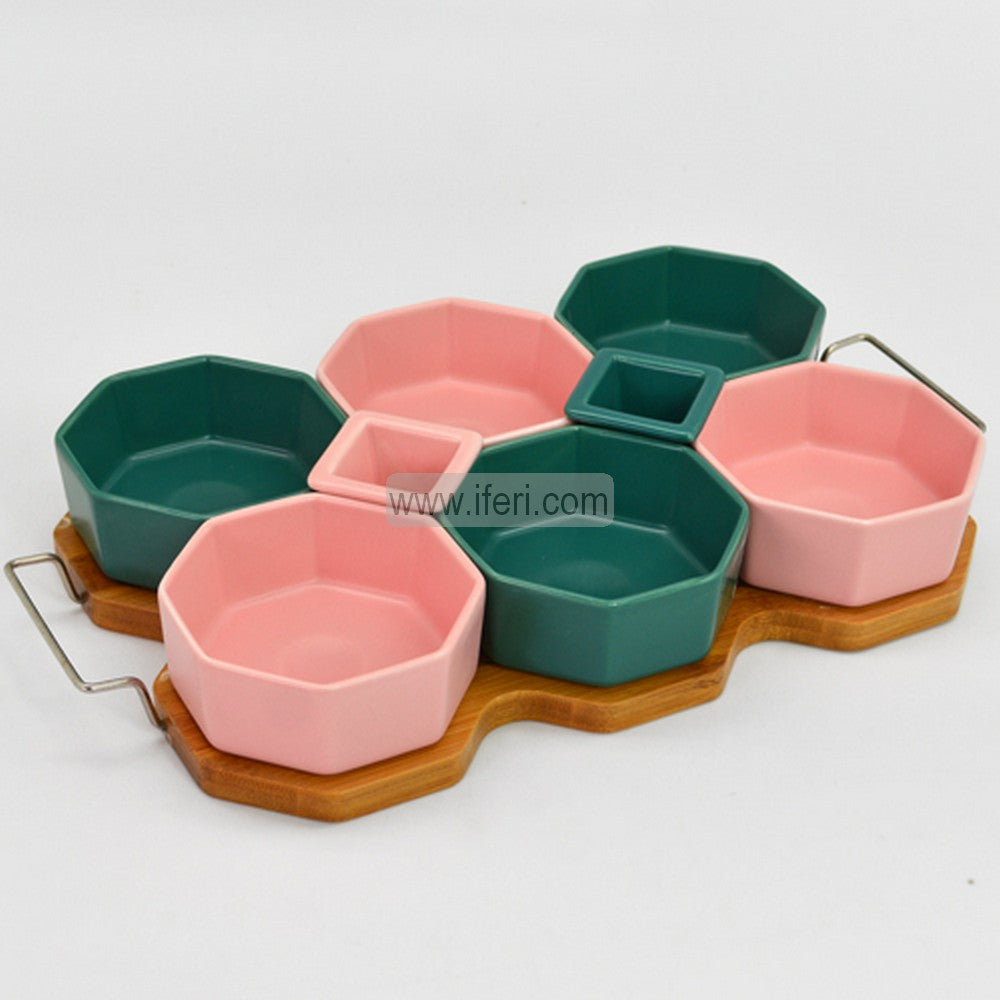 8 Pcs Ceramic Dried Fruit, Candy, Dessert Serving Bowl Set with Stand LB6310-2