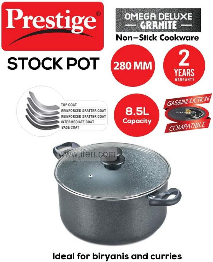 28cm Prestige Omega Deluxe Granite Coated Non-stick Stock Pot, Cookware PG36315
