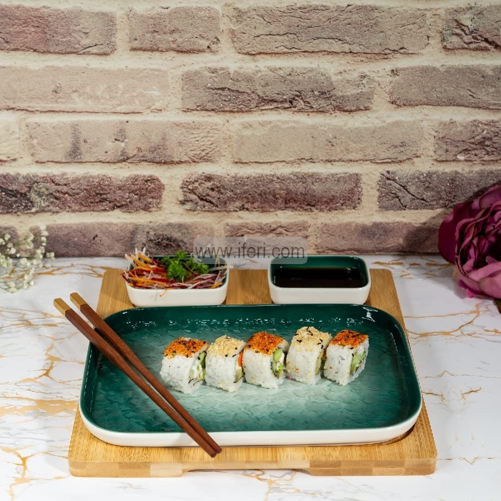 3 Pcs Ceramic Sushi, Dessert Serving Dish Set with Tray LB6316