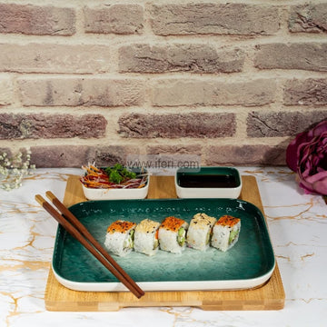 3 Pcs Ceramic Sushi, Dessert Serving Dish Set with Tray LB6316