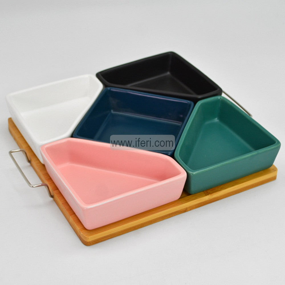 5 Pcs Ceramic Dried Fruit, Candy, Dessert Serving Bowl Set with Stand LB6314