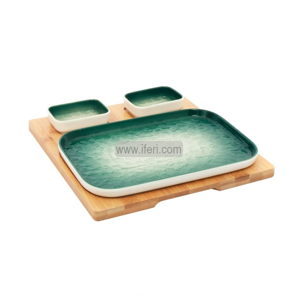 3 Pcs Ceramic Sushi, Dessert Serving Dish Set with Tray LB6316