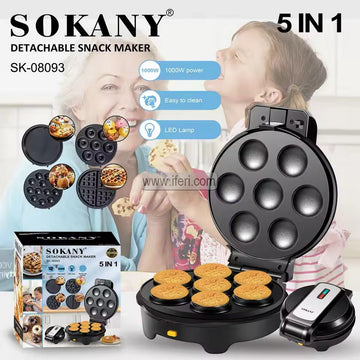 Sokany 1000W 5 in 1 Donut Sandwich Waffle Maker SK-08093