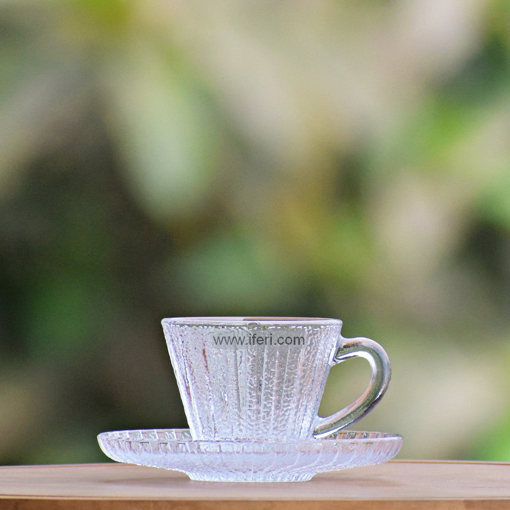 12 Pcs Small Size Glass Tea Cup & Saucer Set RH0345