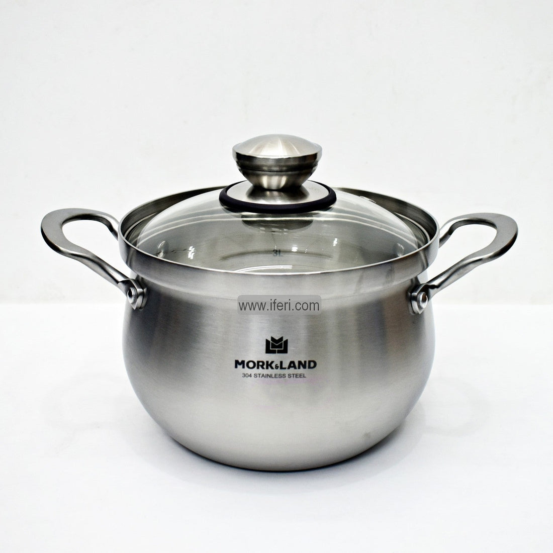 24cm Mork & Land Stainless Steel Belly Shape Cookware with Lid RY06351
