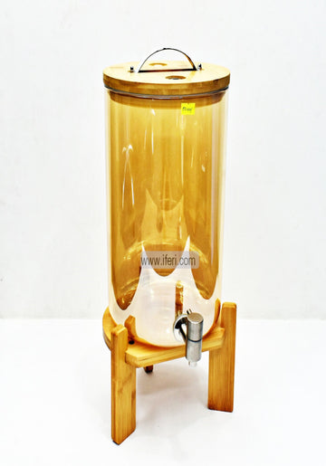 10 Liter Borosilicate Golden Glass Juice Dispenser with Bamboo Stand FH41598